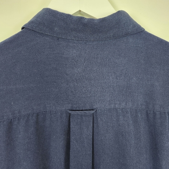 IZOD Men's Washable Silk Navy Blue Short Sleeve Pocket Shirt Size XL - Picture 9 of 9